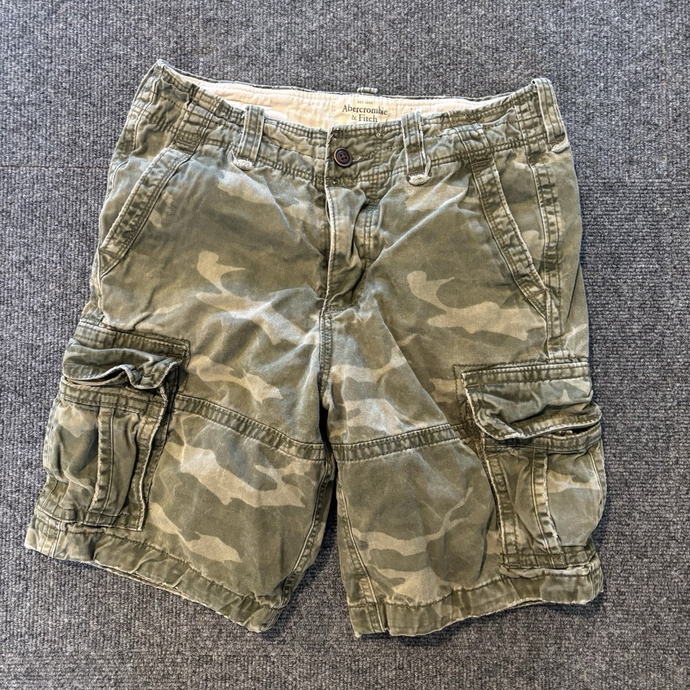 Vintage Abercrombie & Fitch Paratrooper Cargo Shorts Mens 30 Camo Combat 90s Y2K